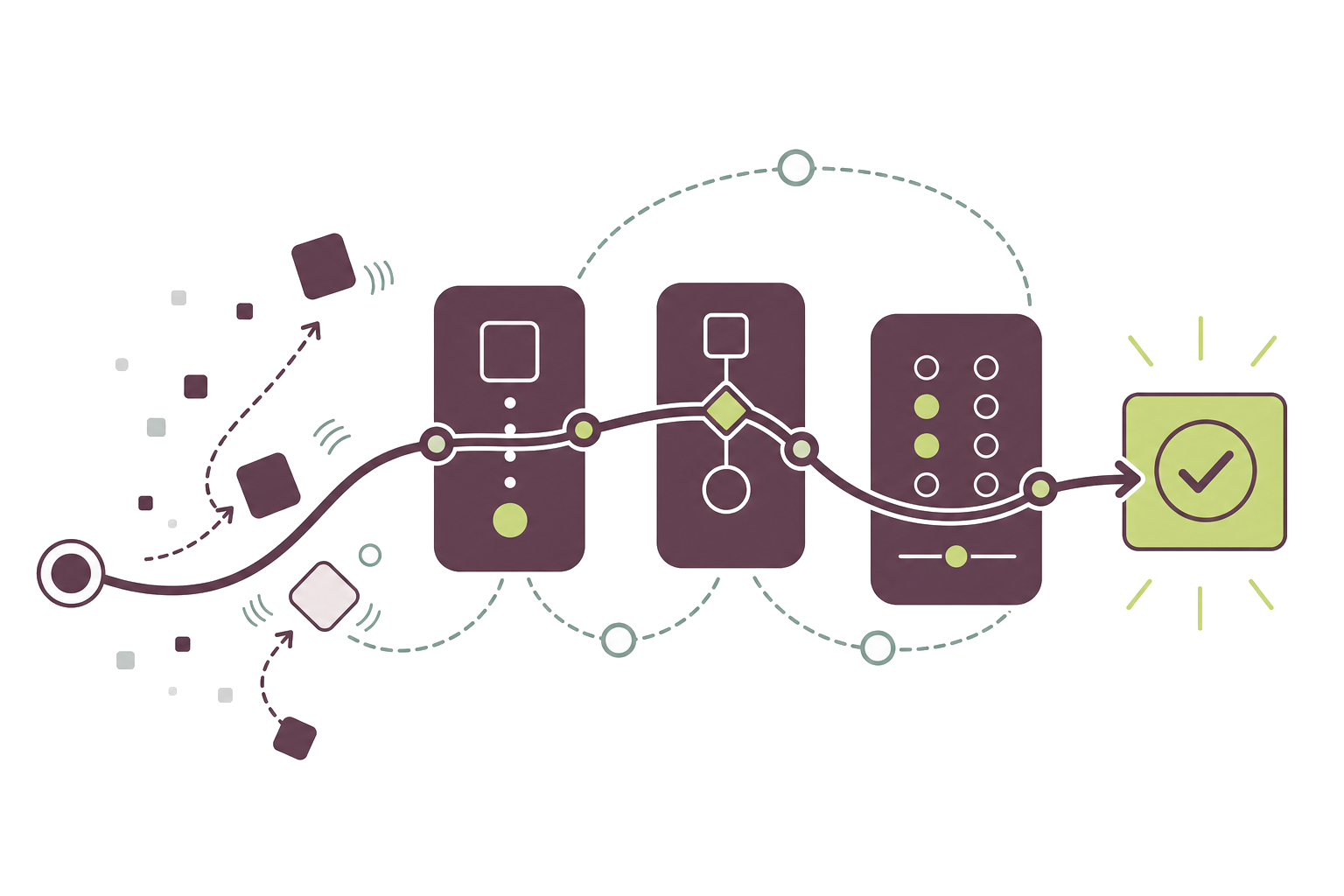 Abstract modular learning pathway illustration